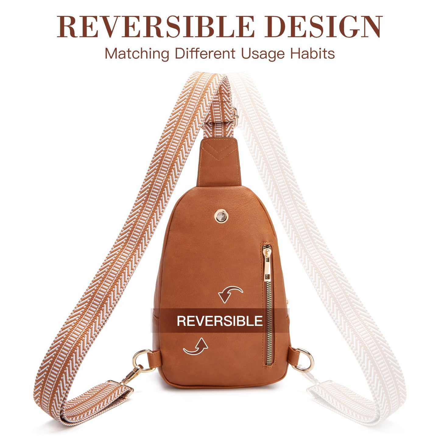 Viverte Personalized Mothers Day Gifts Initial Sling Bag PU Crossbody Bags for Women Mother's Day Birthday Gifts for Women Mom Sister Wife (Brown-M)