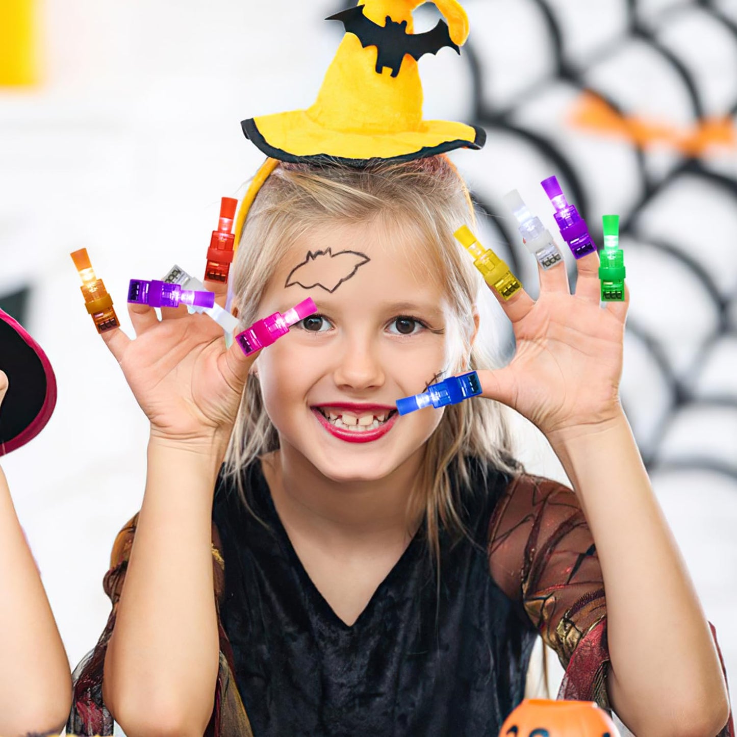 XNJAMG 32PCS Light Up Halloween Toys Finger Lights Halloween Party Favors Bulk for Kids Goodie Bag Fillers Basket Halloween Treats Non Candy Party Favor Bags Classroom Prizes Party Supplies
