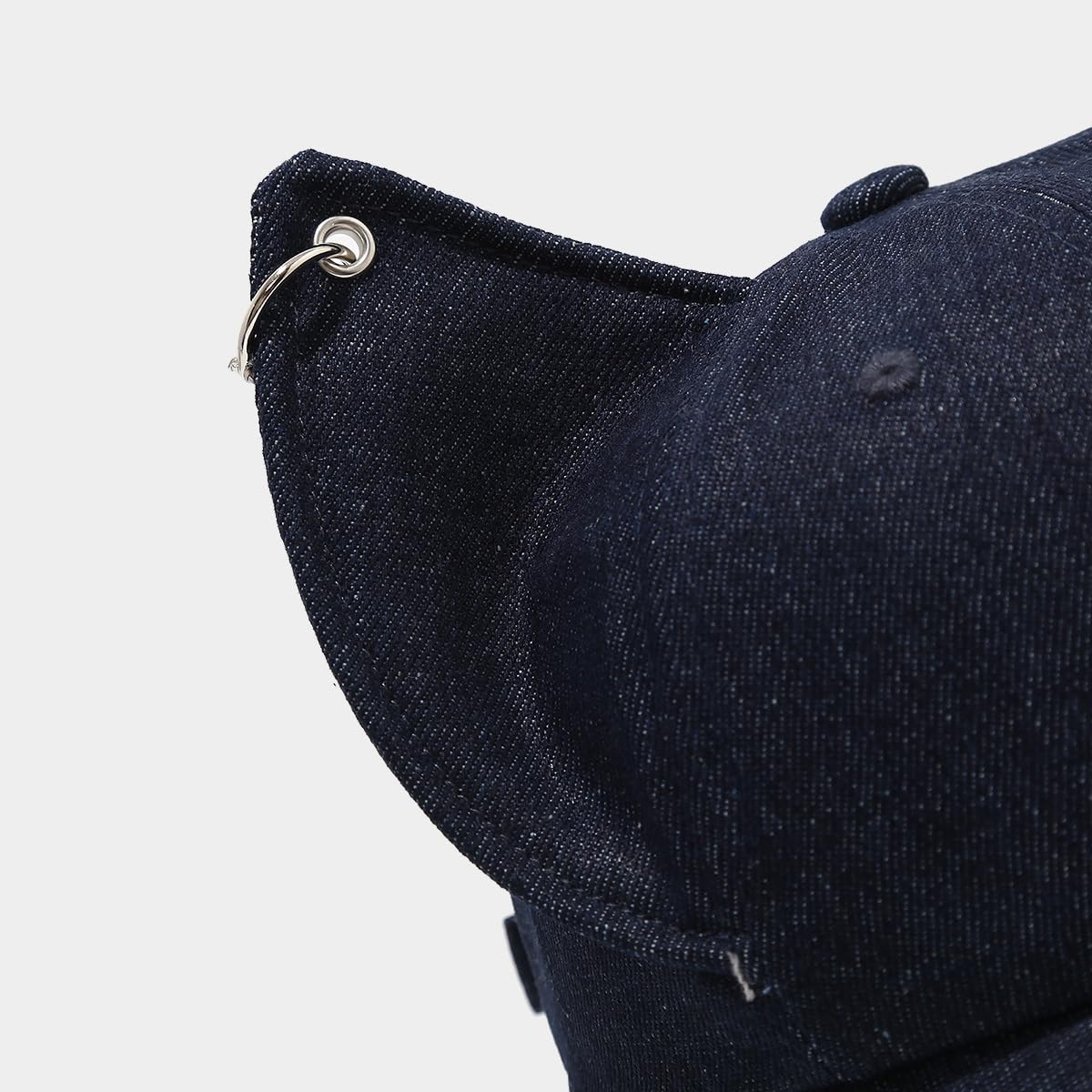 Y2K Fox Ears Baseball Cap with Iron Ring Unisex Denim Dad Hat Animal Ears Grunge Aesthetic Hat