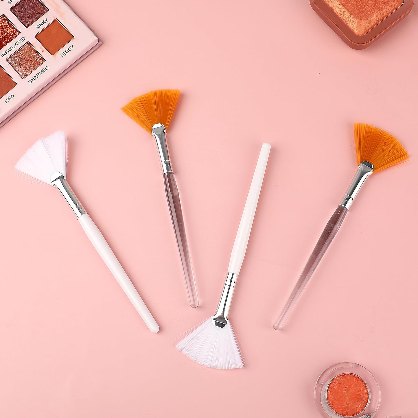 4 Pcs Fan Brushes Esthetician, Fan Brushes for Facials, Soft Facial Applicator Brushes, Makeup Fan Brush Tool for Mud Cream, Highlighting and Blush