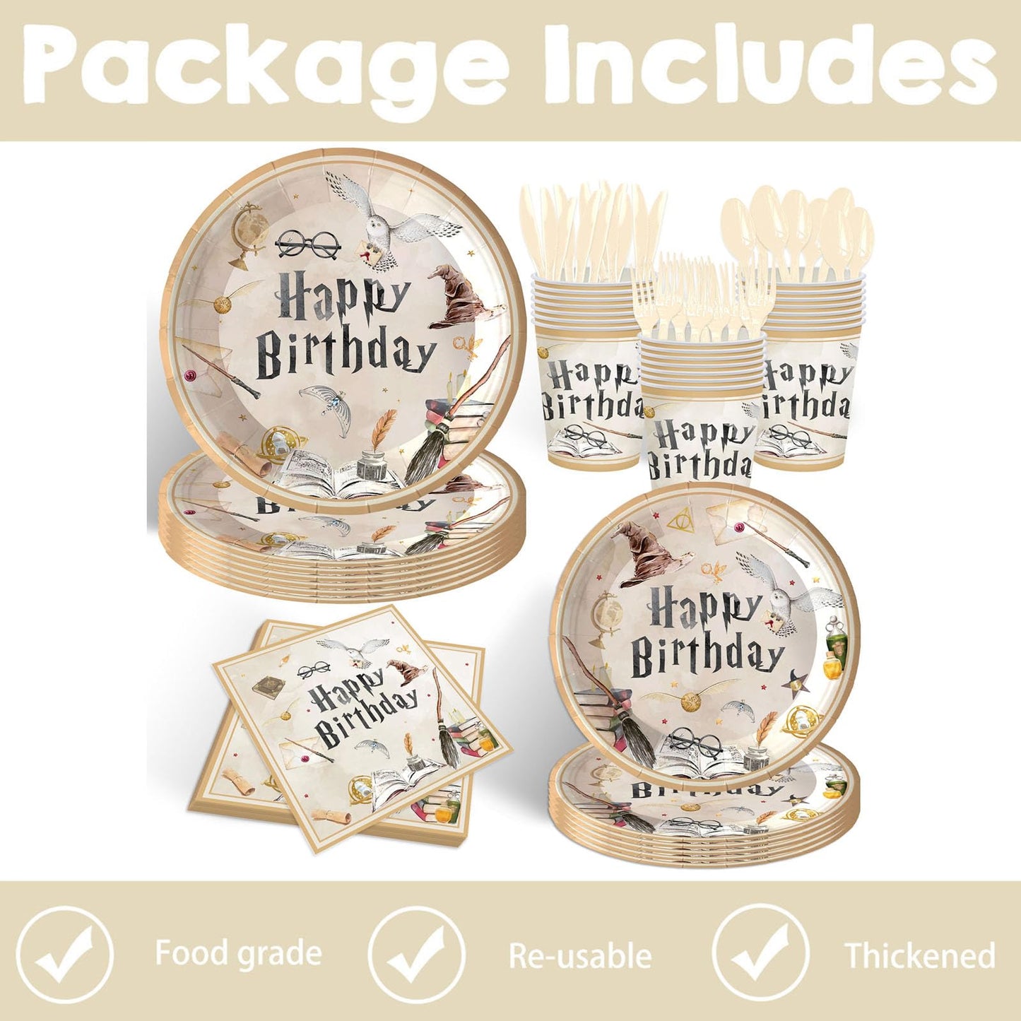140PCS Birthday Party Paper Plates Napkins Birthday Party Supplies Paper Cups Dessert Plates Kids Boys Birthday Decorations Set for 20 Guests