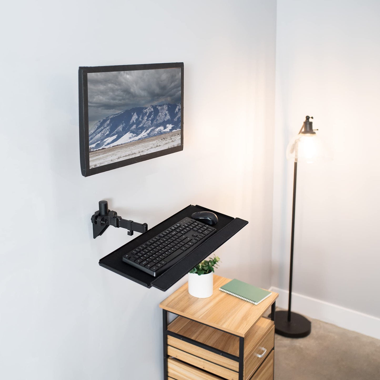 VIVO Universal 26 Inch Keyboard and Mouse Tray Pole Mount, 360 Degree Rotation, Neutral Writing Position, Black, Mount-POLEKB