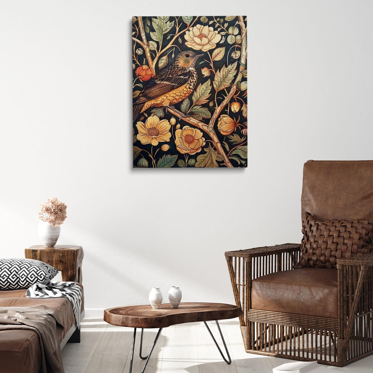 William Morris Wall Art,Dark Green William Morris Bird Print, Art Nouveau Wall Art,Floral Wall Decor,Botanical Pattern Print for Bedroom Living Room,Hallway,Home Office Decor 16x24in Unframed poster