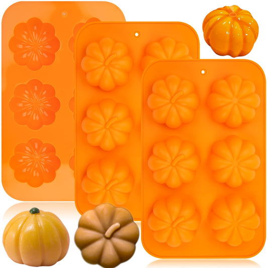 3 Pack Halloween Chocolate Mold, 3D Autumn Harvest Theme Pumpkin Silicone Mould Thanksgiving Cake Pan Fall Soap Molds for Muffin Pudding Mousse Candy Cupcake Jelly Baking Home Decor