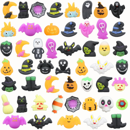 50 PCS Halloween Mochi Squishy Toys, Squishies Halloween Toys Halloween Party Favourite Pumpkin Ghost Spider, Mini Cute,Halloween Decorations Stress Relief Toys for Kids Adults