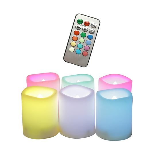 6 Pack Multi Color Flameless LED Votive Candles with Remote Color Changing Battery Operated Flickering Electric Tea Lights for Halloween Party Christmas Wedding Home Decorations, Batteries Included
