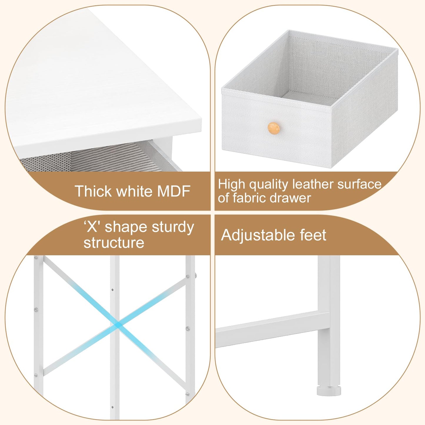 X-cosrack Small Makeup Vanity Desk with Mirror & Chair, Mini Vanity Desk Table Set with Fabric Storage Drawer, 19.7" Compact Vanity Desk for Girls, Dressing Table with Chair for Bedroom, White