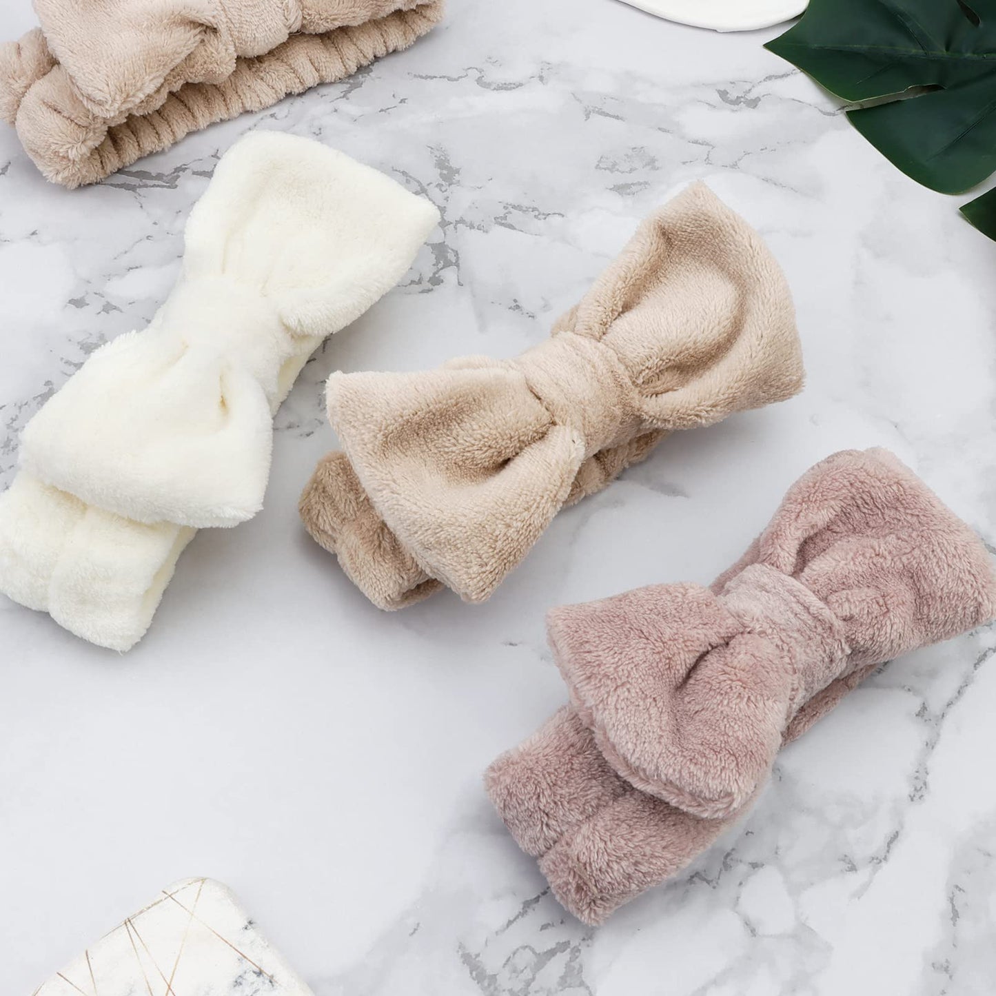 WHAVEL 6 Pack Spa Makeup and Facial Microfiber Bow Headbands - Fluffy Hair Bands for Skincare and Face Washing (Type 16)