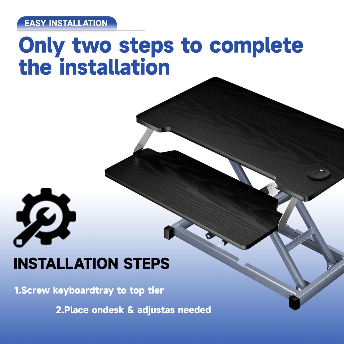32" Electric Standing Desk Converter,Height Adjustable Riser, Ergonomic Sit-Stand Lift with Wide Dual Monitor Platform and Synchronous Moving Keyboard Tray, 60 lb Capacity - Black