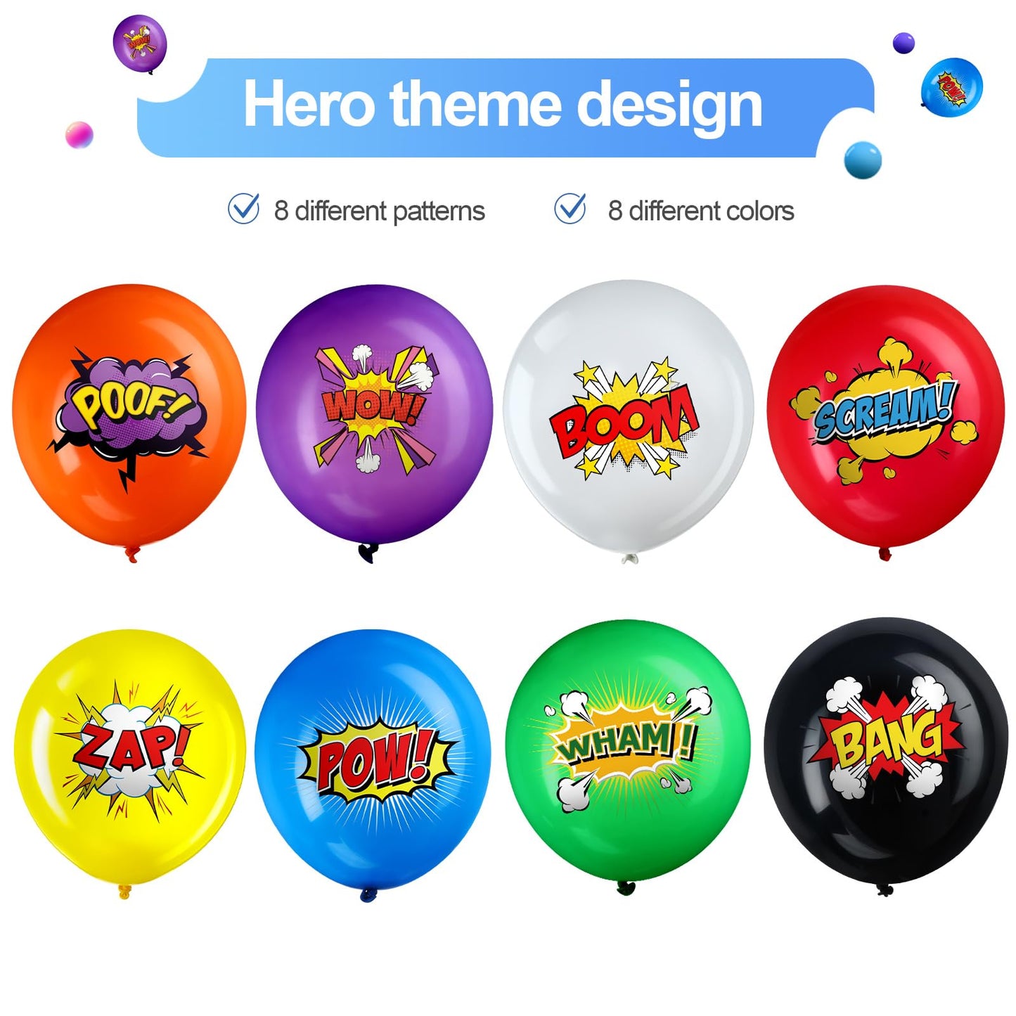 40 Pack Hero Balloons 12 Inches Hero Party Favors Latex Balloons Party Supplies Pets Decorations for Birthday