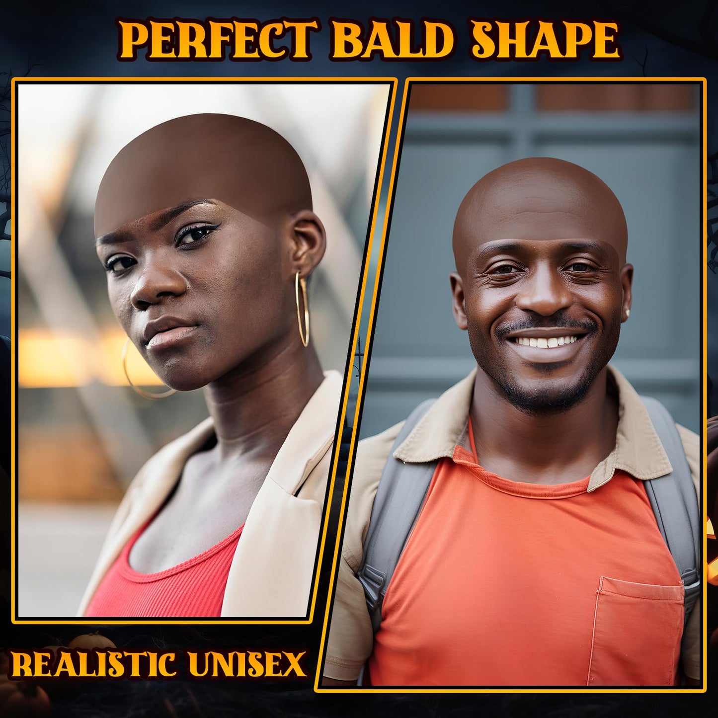 WILLBOND 4 Pcs Halloween Bald Caps Makeup Latex Bald Caps Head Wig hat Costume Accessories for Adults(Dark Brown,Classic Style)