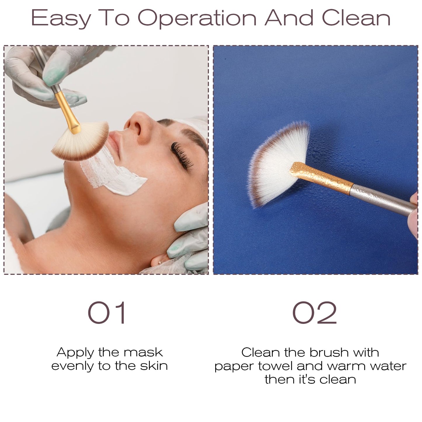 5PCS Fan Mask Brushes, Fan Brushes for Facials, Face Mask Brush for Women, Soft Fan Facial Mask Applicator Tools Brush for Glycolic Peel Masques Chemical Peel Brush
