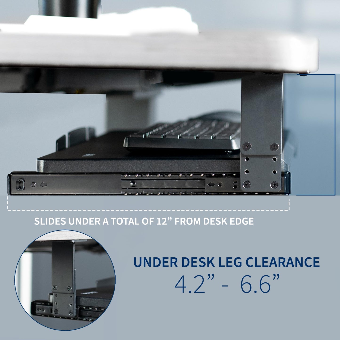 VIVO Large Height Adjustable Under Desk Keyboard Tray, 27 x 11 inch Slide-Out Platform Computer Drawer for Typing, Black, MOUNT-KB27HB