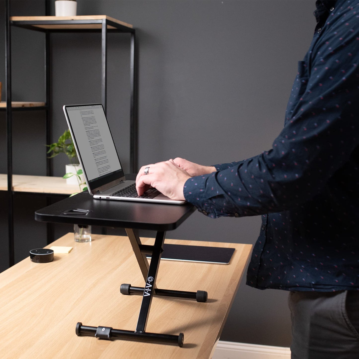 VIVO Black Small Single Top 28 inch Standing Desk Converter, Tabletop Sit to Stand Monitor Riser with Scissor Lift Height Adjustment, DESK-V011F