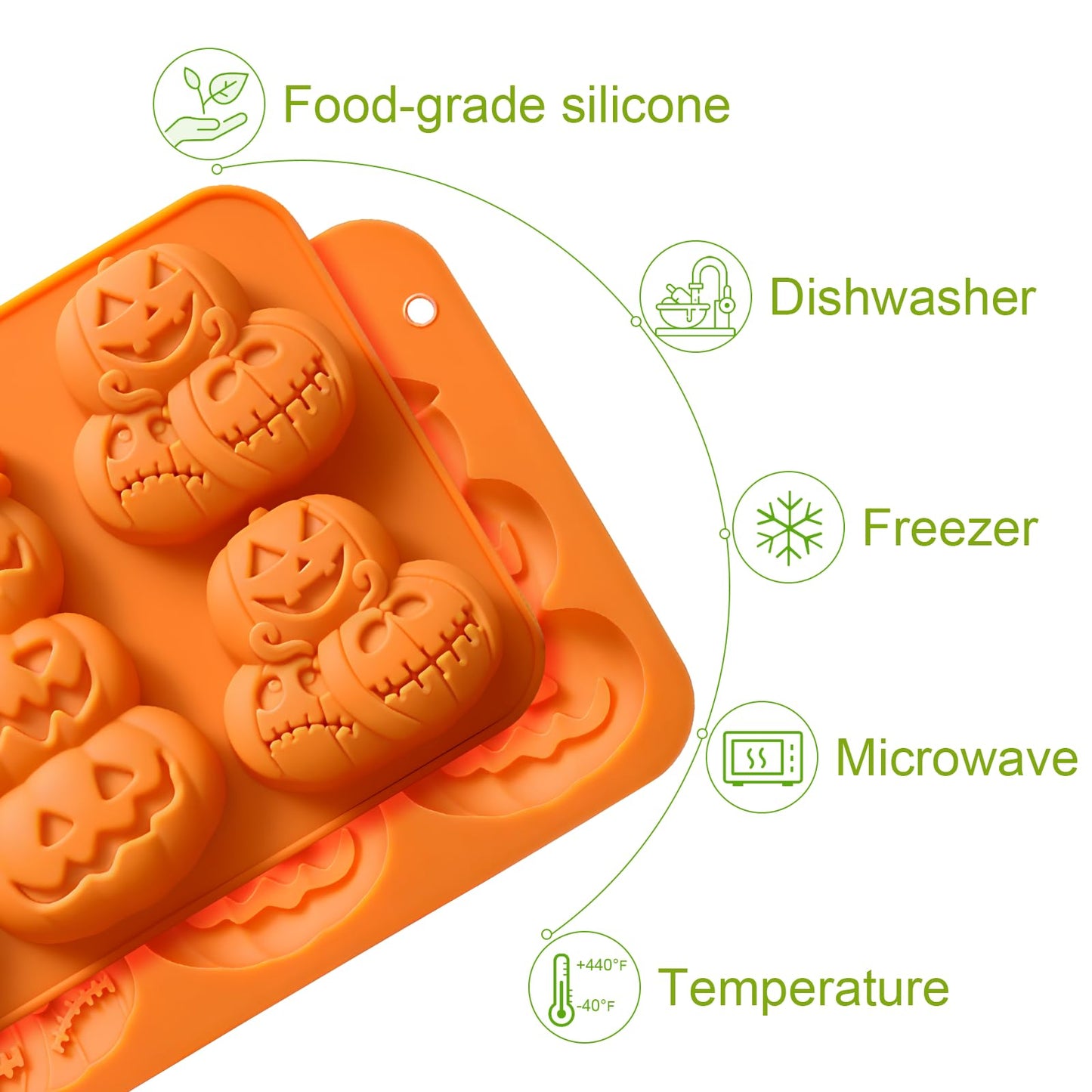 2Pcs Pumpkin Silicone Mold 3D Pumpkin Cake Molds Halloween Theme Molds Pumpkins Baking Cupcake Pan Hot Chocolate Bomb Mold for Halloween Thanksgiving Fall Baking Muffin Wax Melts Soap Candle Making