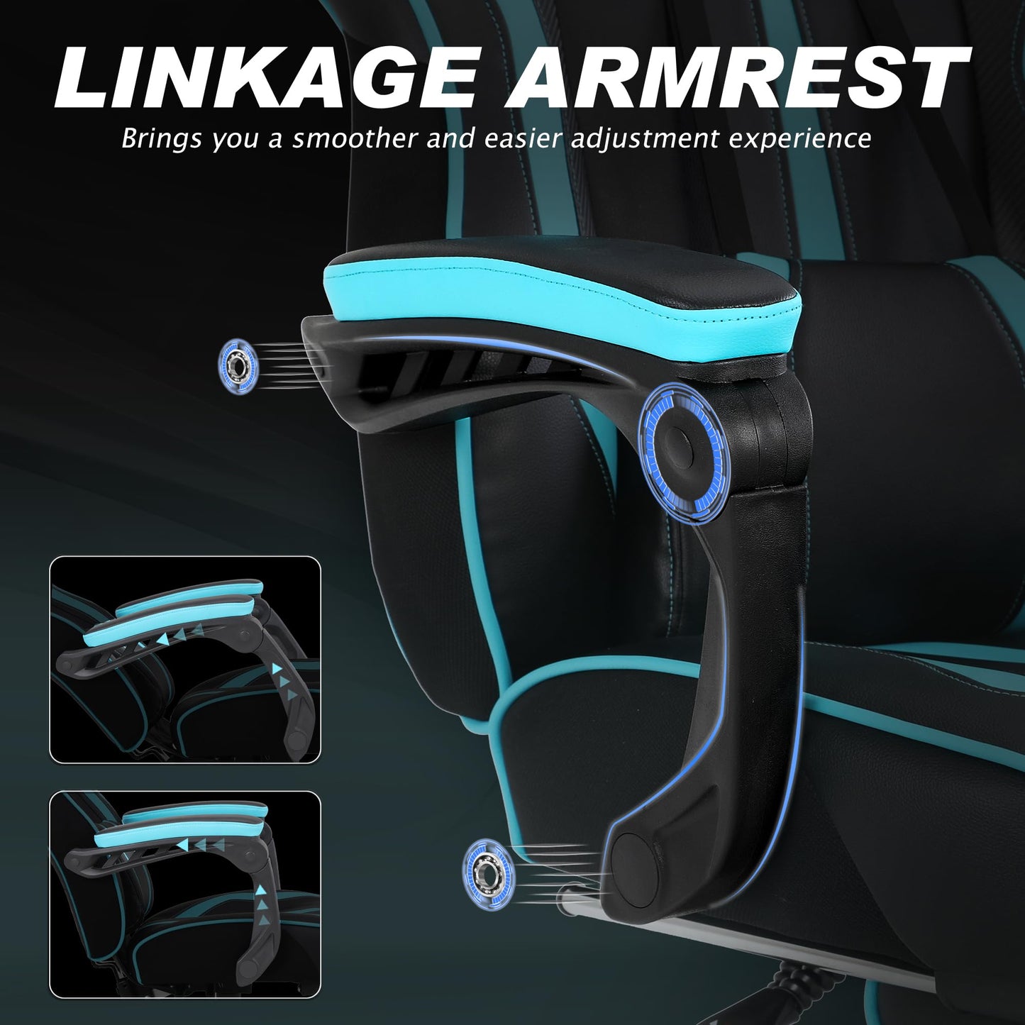 Vonesse Gaming Chairs for Adults, Gaming Chairs with Footrest Reclining Computer Chair for Heavy People,Big and Tall Ergonomic Gamer Chair with Lumbar Pillow(Teal/Cyan)