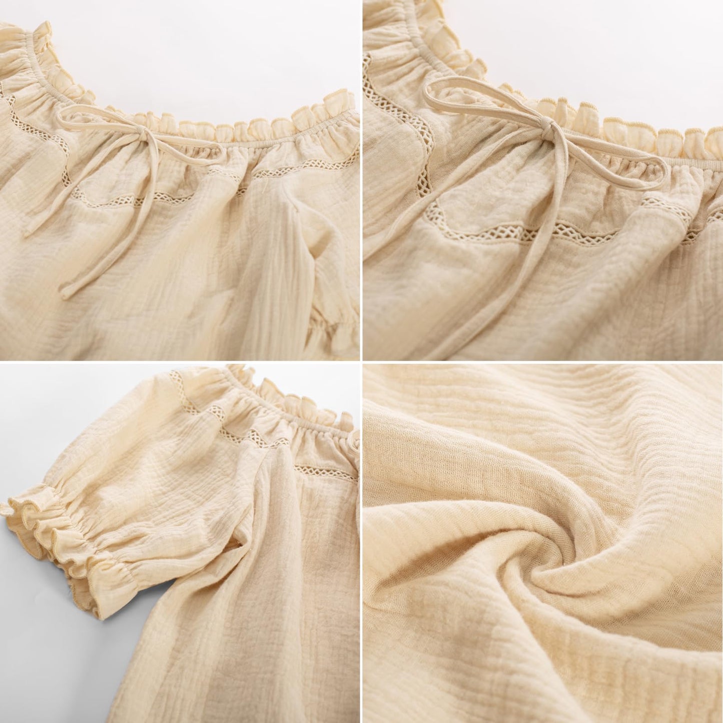 Women's Renaissance Blouse Summer Casual Off Shoulder Short Sleeve Tops Apricot M