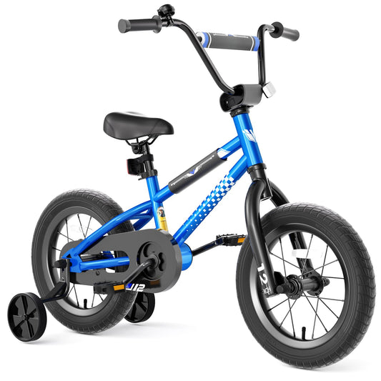 XJD 12 14 16 Inch Kids Bike BMX Style Bicycle with Training Wheels Coaster Brake for 1-10 Years Old Toddlers Boys Girls Multiple Colors (Blue, 12 Inch)