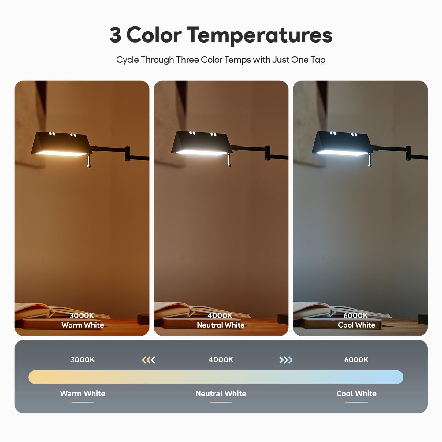 VONLUCE LED Pharmacy Desk Lamp - Swing Arm, Industrial Design for Reading, Crafting, Work,10W LED, Adjustable Height - Black