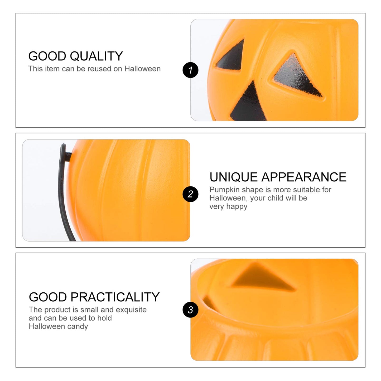 10PCS Halloween Plastic Pumpkins Portable Mini Pumpkin Buckets Pumpkin Candy Buckets Trick or Treat Pumpkin Candy Pail Holder (Orange)