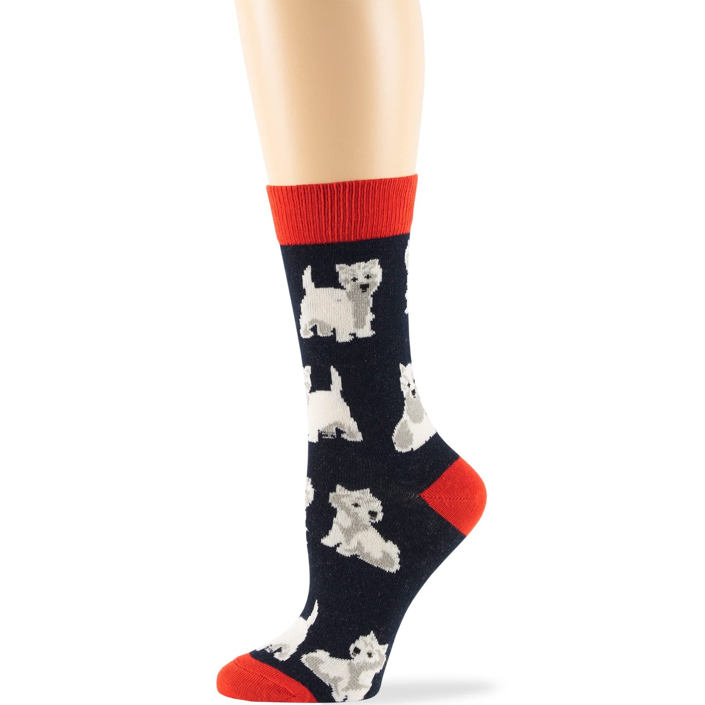 7BIGSTARS KINGDOM Women Fun Crew Cotton Novelty Socks - 4 Pairs Large - Puppy - Sock Size:10-12, Shoe Size:8-12,1 of Olive Green, 1 of Light Navy, 1 of Light Beige, 1 of Dark Navy