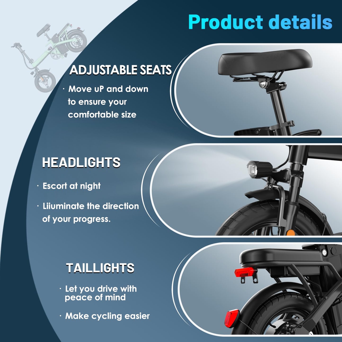 Folding Electric Bike for Adults and Teens, 14" Foldable E-Bike with 500W Motor, Commuter Mini E Bikes with 48V Removable Battery UL 2849 Certified, Electric Bicycle with 25 Miles PAS Range (Black)