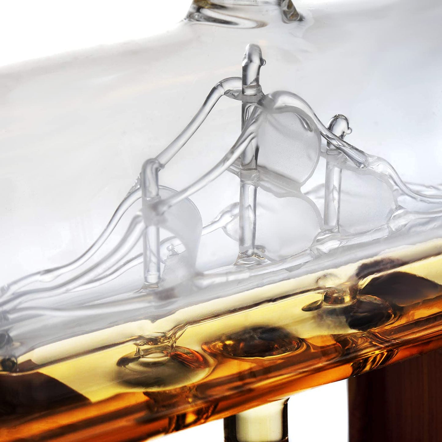 Whiskey Decanter Set, Liquor Dispenser for Home Bar, Crystal Glass - 1250ml Ship & 2 Whiskey Glasses Beautiful Stand, Gift for Dad, Husband or Boyfriend - The Wine Savant 100% Lead-Free