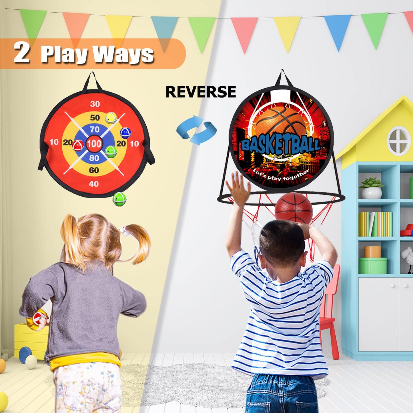 14" Dart Board, Basketball Hoop for Kids Toddlers, Sports & Outdoor Play Toys, Kids Boy Toys, Birthday Gift Toy for 3 4 5 6 7 8 9 10 11 12 Year Old Boys Girls, Easter Gifts Party Favors