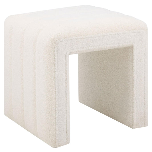 Wimarsbon Vanity Stool Chair, Modern Teddy Velvet Ottoman Footrest, Sofa Bench Footstool Extra Seat, Home Decor for Makeup Room, Living Room, Entryway, Office (White)