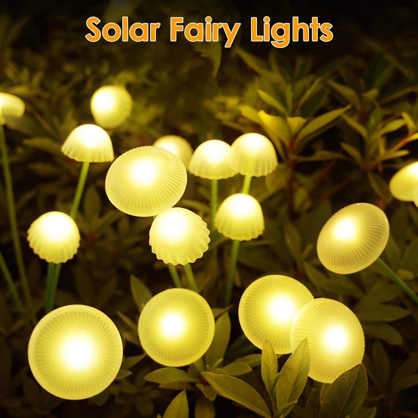 4PK 32LED Solar Garden Lights Outdoor, Mushroom Solar Lights Outdoor, IP65 Waterproof Firefly Light Outside Decor for Patio Pathway, Sway by Wind for Pathway Garden Mushroom Decorations, Warm White