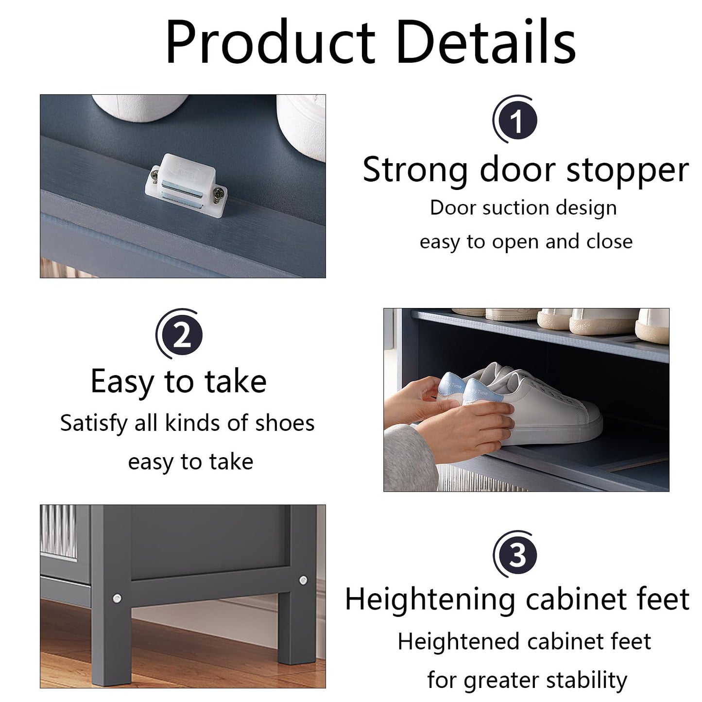 walkclpck Bamboo Shoe Cabinet with Acrylic Door,10-Tier Shoe Storage Rack, 40-45 Pairs Freestanding Shoe Rack, Entrance Shoe Cabinet for Hallway Living Room