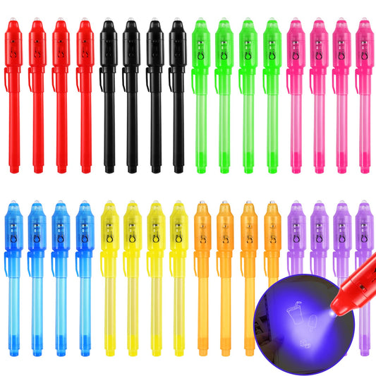 WEST STORY 32Pcs Invisible Ink Pen, Spy Pen with UV Light for Kids Magic Party Favors, Magic Pens for Kid Writing Secret Message, Goodies Bags Toy, Kids Party Favors, Class Gift