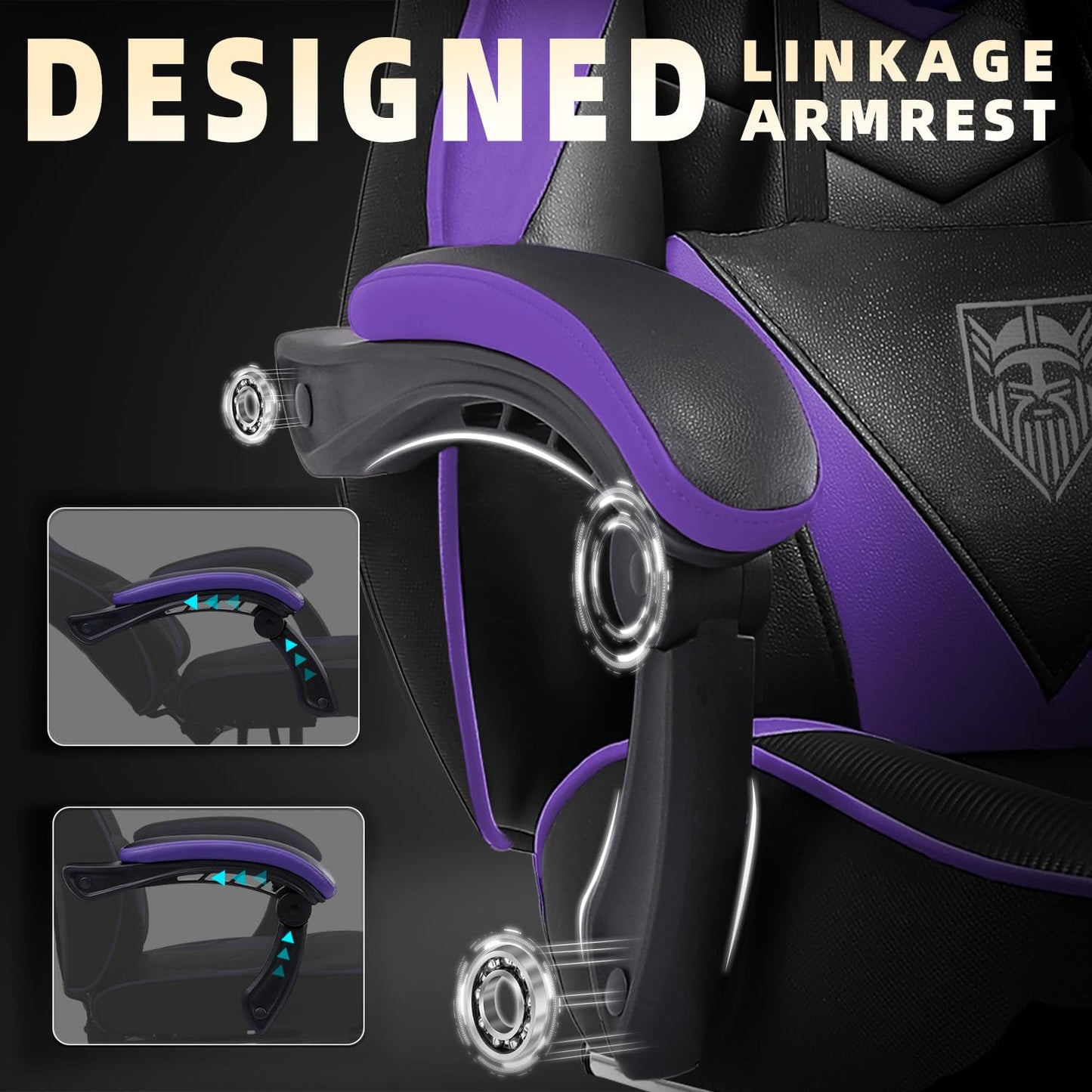 Vonesse Gaming Chair,Computer Chair with Footrest and Massage,Reclining Gaming Chairs for Adults,Big and Tall High Back Gamer Chair (Purple/Black)