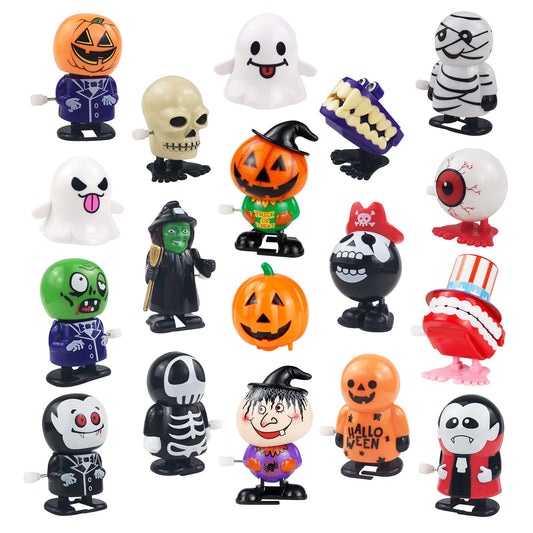 18 Pcs Halloween Wind Up Toys for kids, Assorted Novelty Jumping and Walking Clockwork Toys for Halloween Party Favors Supplies, Assortment Toys for Trick or Treat Halloween Goody Bag Filler