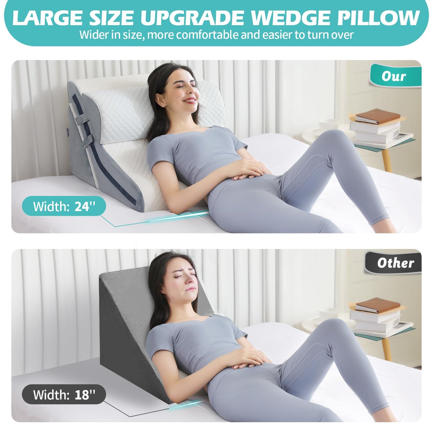 Wedge Pillow for Sleeping, Orthopedic Bed Wedge Pillow Set, 15-in-1 3PCS Adjustable Memory Foam Wedge Pillow Post Surgery, 9 &16 & 20 inches Height 3-in-1 Incline Wedges Pillows