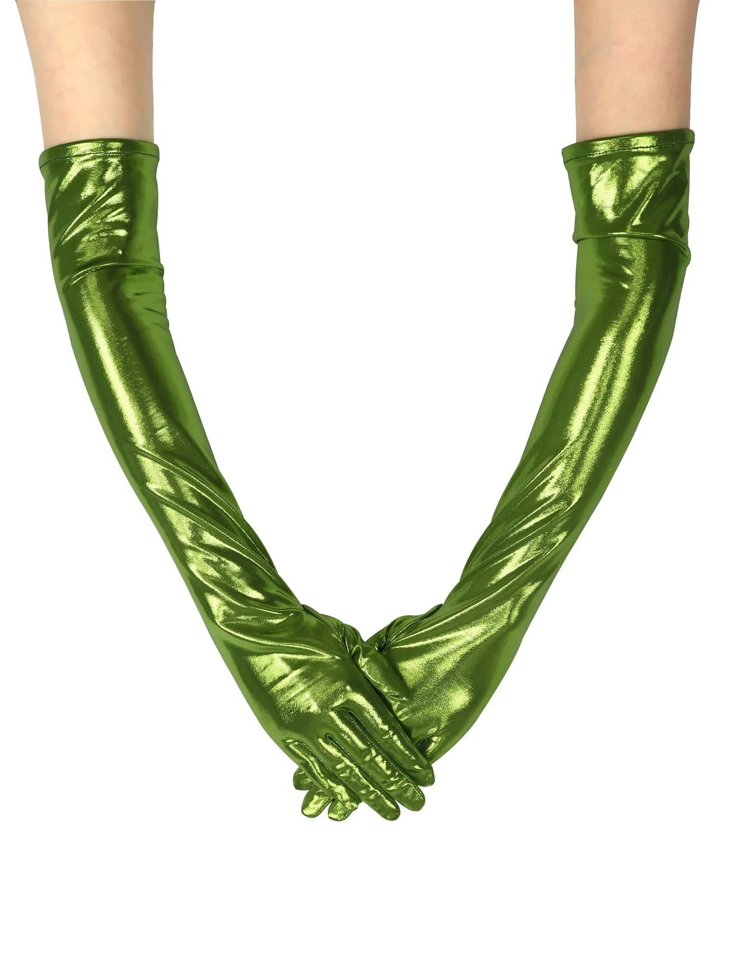 Women Long Opera Party Gloves 1920s Satin Gloves for Wedding Eveing Party Cosplay Rave Role Play Costume Silver