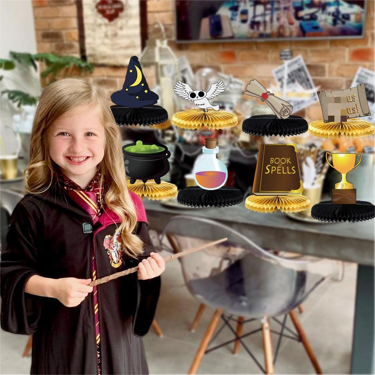 8Pcs Magical Wizard Honeycomb Centerpiece Table Decorations Magical Wizard Theme Party Decorate