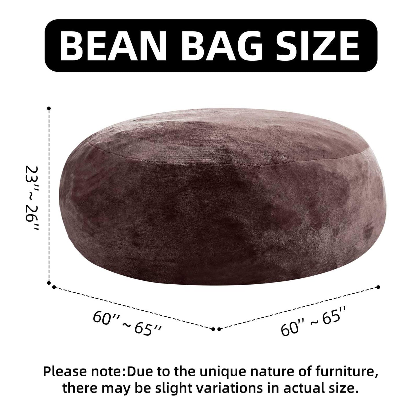 6FT oversized bean bag chairs for adults bean bag with filler included memory foam bean bag Soft and comfortable giant bean bags, living room furniture, suitable for bedroom dorm balcony chairs(Brown)