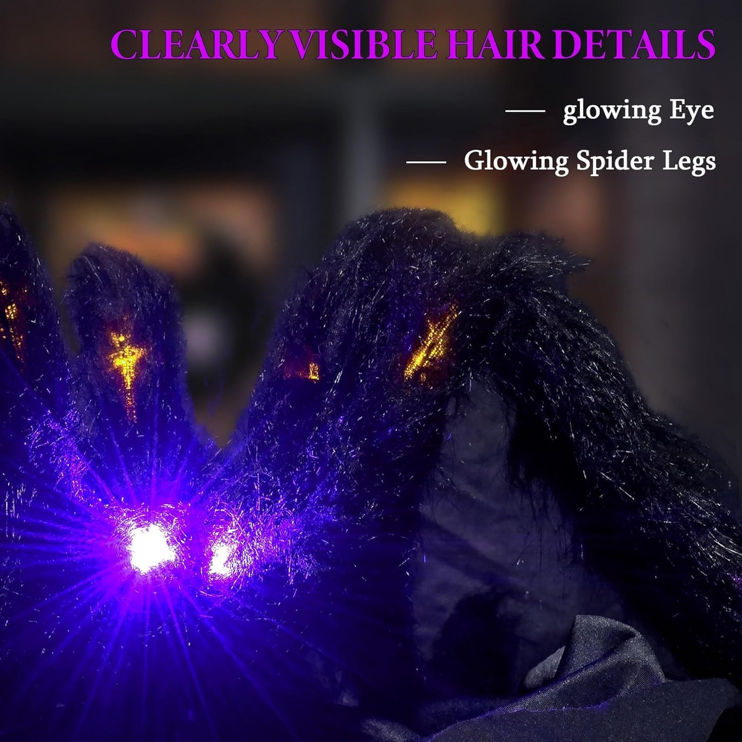 2 Pack 4.2Ft Halloween Giant Spider,Light up Spider with 24 Purple and Orange Lights,Light up Halloween Decorations Outside,for Yard Haunted House Window Party Porch Indoor Outside Decor