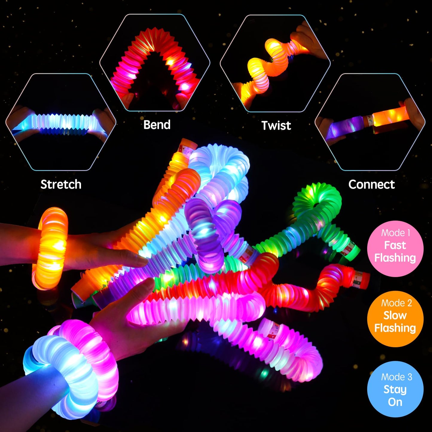 36 Pack Glow Sticks Party Favors Light Up Pop Tubes Sensory Toys LED Glow Sticks Camping Necklaces Bracelets Birthday Goodie Bag Stuffers Classroom Prizes Gifts Halloween Easter