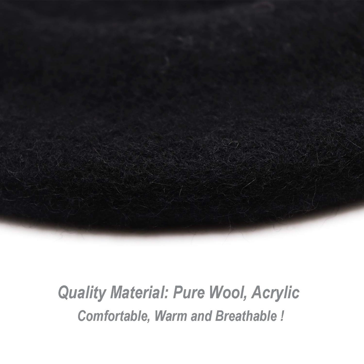 Wheebo Berets for Kids Wool French Beret Hats Artist Painter Hats for Little Girls Boys Solid Color Style(Black)
