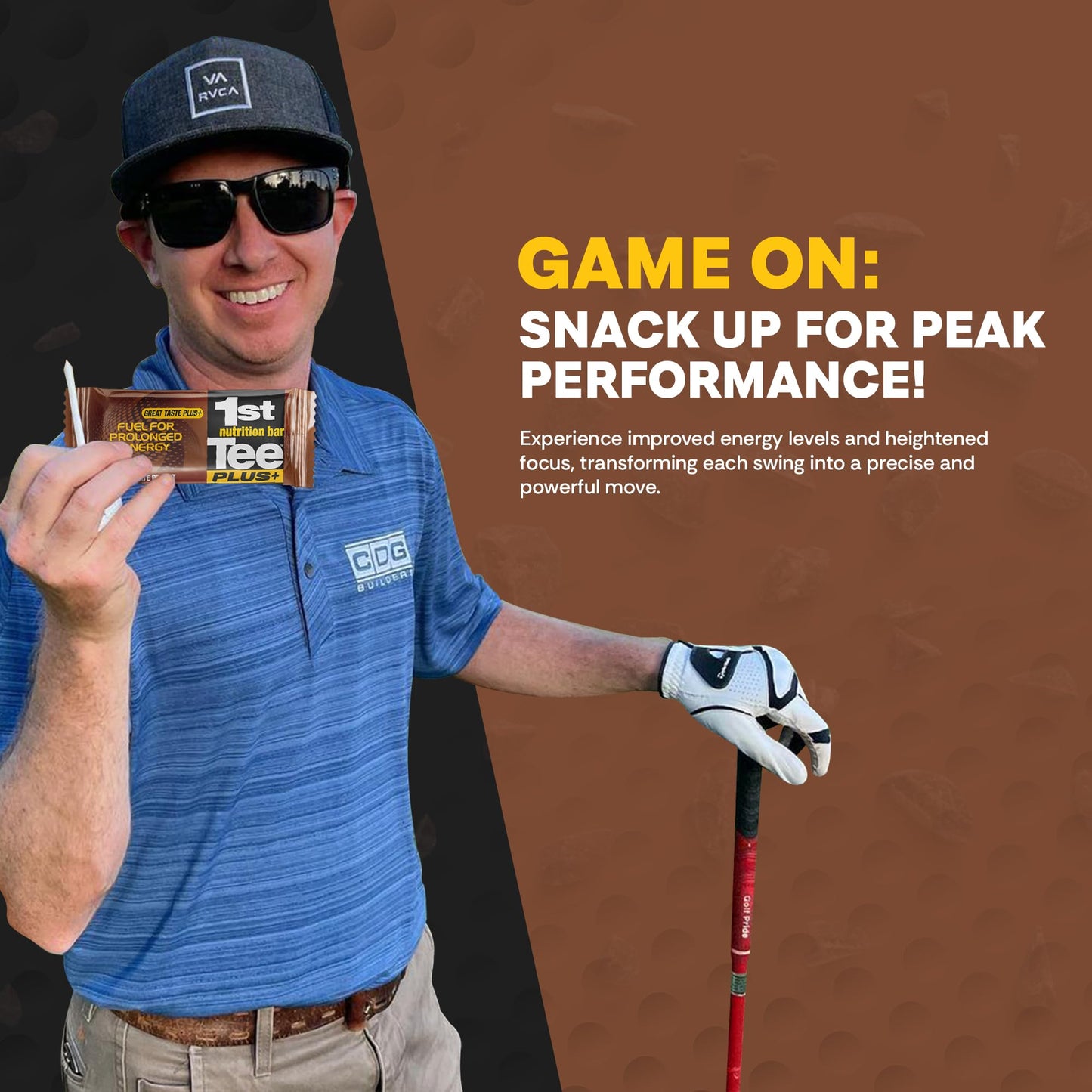 1st Tee Plus+ Chocolate Peanut Bars Great Snack bar to Keep you Cool & Focused when Playing your Favorite Sport | Healthy Snacks Golf Nutrition Bar 25.32-Ounce box (12 count)