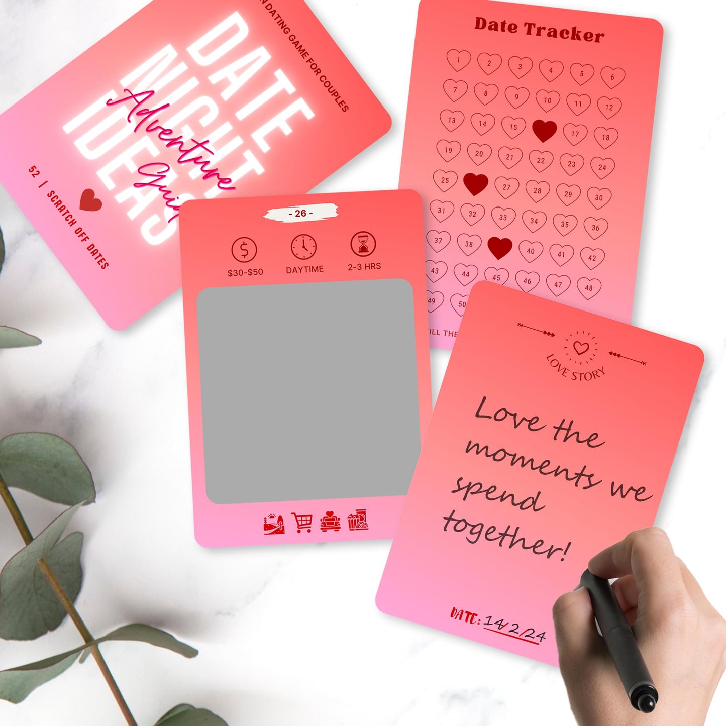 Wallertree 52 Scratch Off Date Night Ideas - Fun & Adventurous Date Night Cards for Couples - Romantic Wedding Gifts for Newlyweds - Cool Bridal Shower Gift Idea