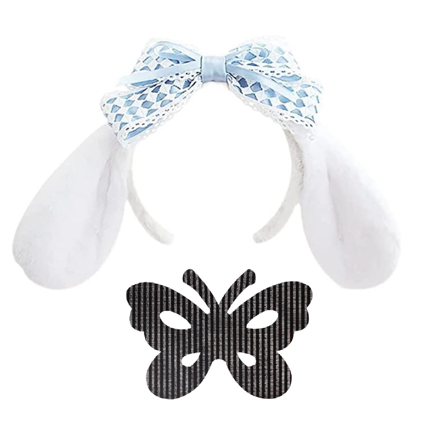 Vlmazlm Cosplay Hairpin Ear Headband Plush Hairband Women Kawaii Butterfly Costume Halloween Christmas Holiday Birthday Party Gift (style-E)