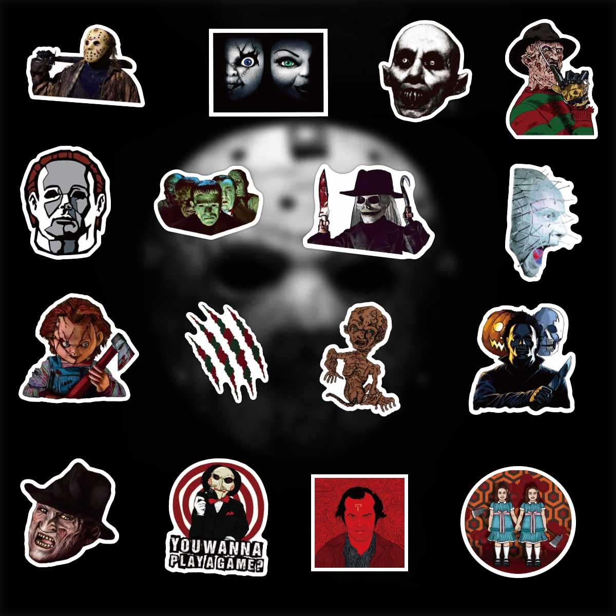 200 Pcs Horror Stickers, Vinyl Waterproof Laptop Decals Water Bottle Stickers, Horror Movie Theme Decor Halloween Stickers Scary Gift for Teens Adults