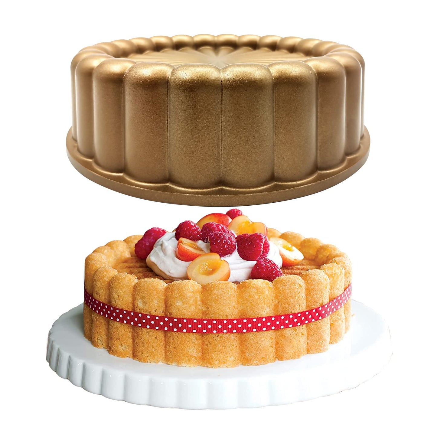 WBJKZJD Charlotte Cake Mold, 9 Inch Cake Pan Aluminium Kitchen Accessories Decoration Christmas Wedding Valentine’s 3D Charlotte Cake Pan (Flower Shape)