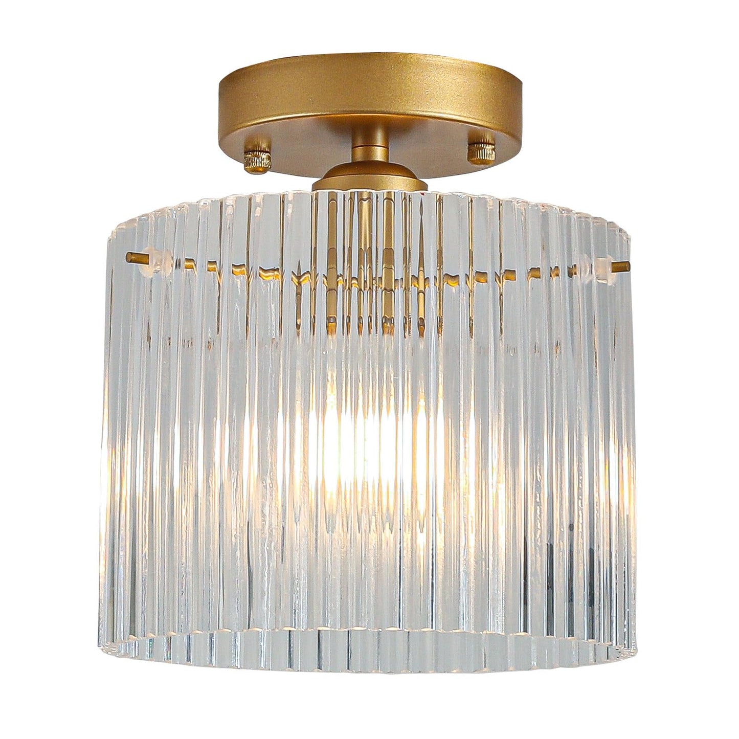 wochos Modern Semi Flush Mount Ceiling Light, Industrial Clear Glass Ceiling Light Fixture, Crystal Ceiling Lamp, Modern Ceiling Lamps, Farmhouse Light for Entryway Hallway Kitchen Dining Room