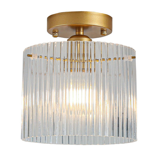 wochos Modern Semi Flush Mount Ceiling Light, Industrial Clear Glass Ceiling Light Fixture, Crystal Ceiling Lamp, Modern Ceiling Lamps, Farmhouse Light for Entryway Hallway Kitchen Dining Room