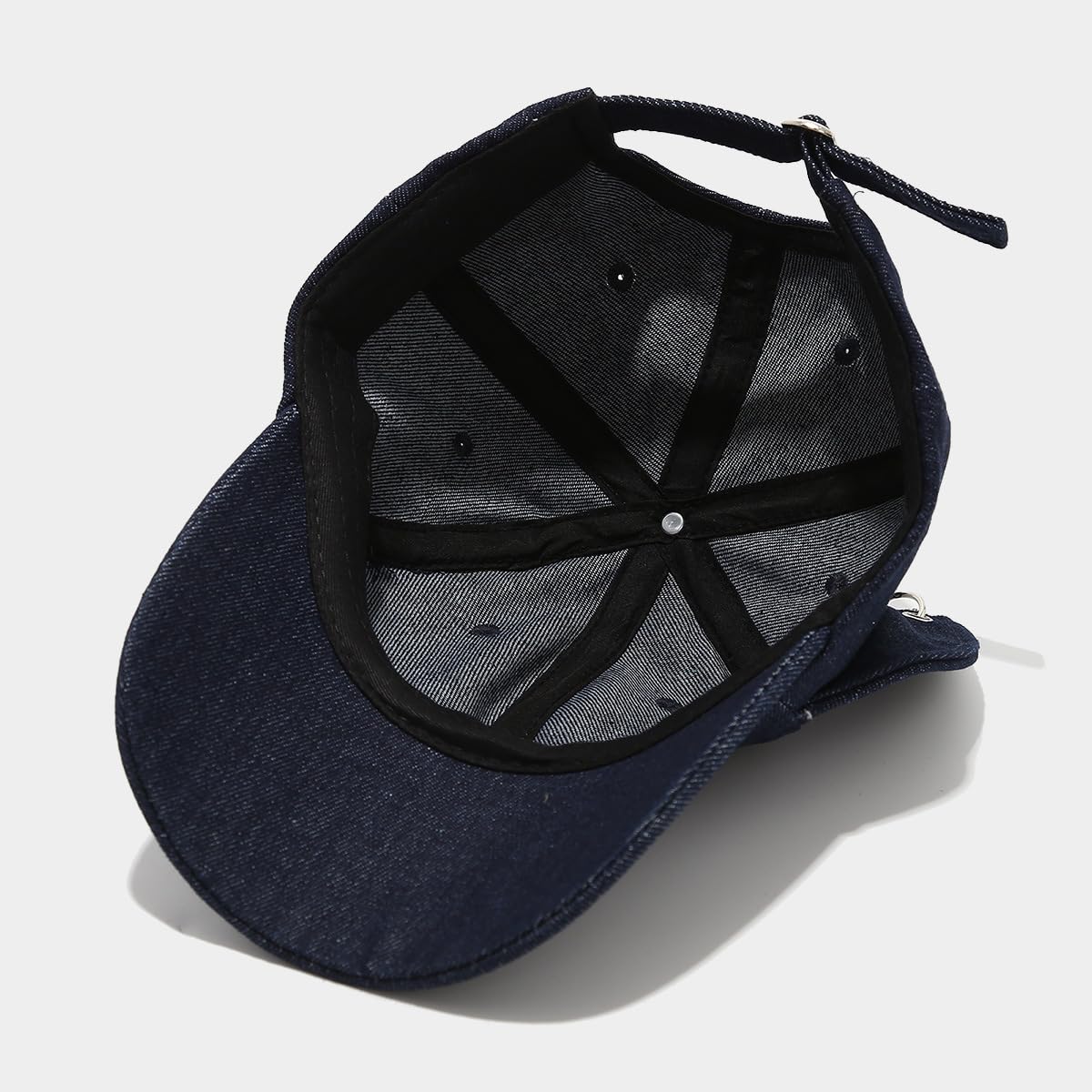 Y2K Fox Ears Baseball Cap with Iron Ring Unisex Denim Dad Hat Animal Ears Grunge Aesthetic Hat