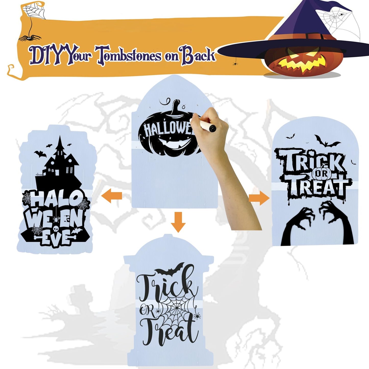 25.5inch DIY Halloween Decorations Outdoor Tombstones Decor Large,5PCS Huge Scary Halloween Yard Sign Decorations,Waterproof Graveyard Tombstone Halloween Tombstones & Cemetery Outdoor Decorations
